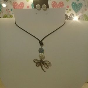 ❤Dragonfly cord necklace💕